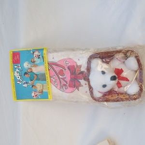 New Vintage Bear & I LOVE You hot Air Balloon w Gift Basket Valentine’s Day
